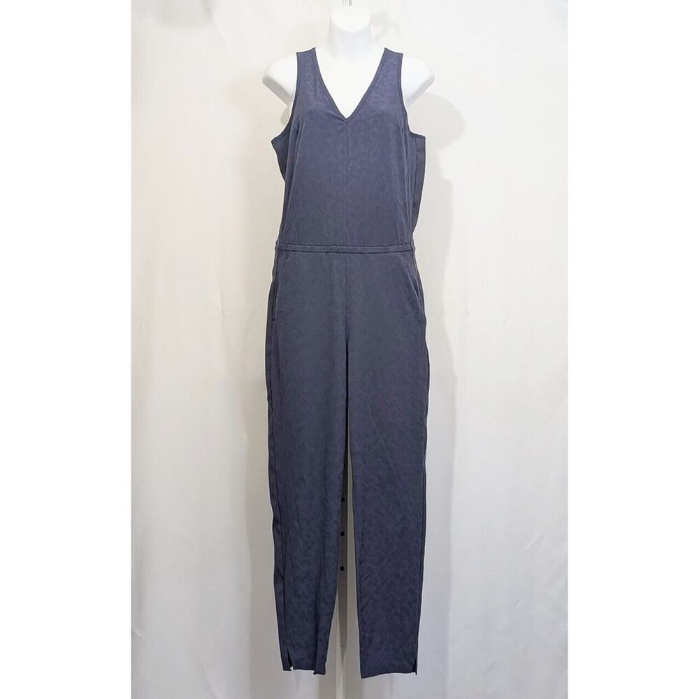 Athleta Brooklyn Textured Jumpsuit Blue Gray Sleeveless One Piece Women's Size 4